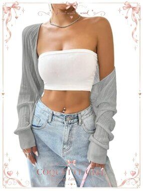 Cropped Open Front Long Sleeve Ribbed Knit Shrug Cardigan Sweater